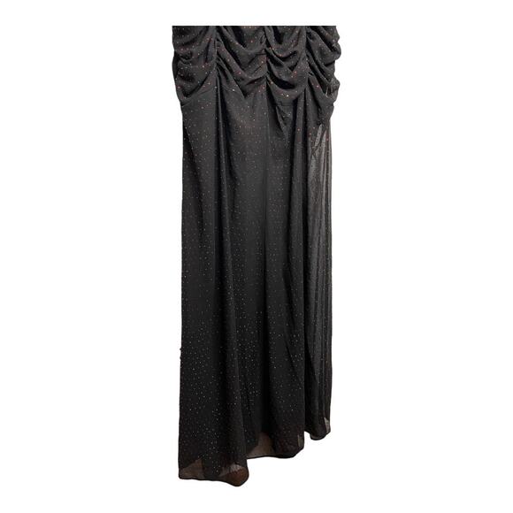 Dundas x Revolve Stardust Ruched Maxi Dress Long Sleeve Side Slit Black Ruby XL - Picture 14 of 14